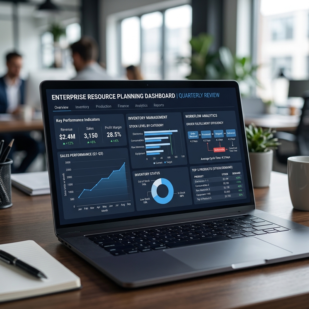 Unbranded Custom ERP Solution Dashboard Showcase